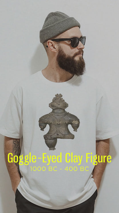 Goggle-Eyed Clay Figure